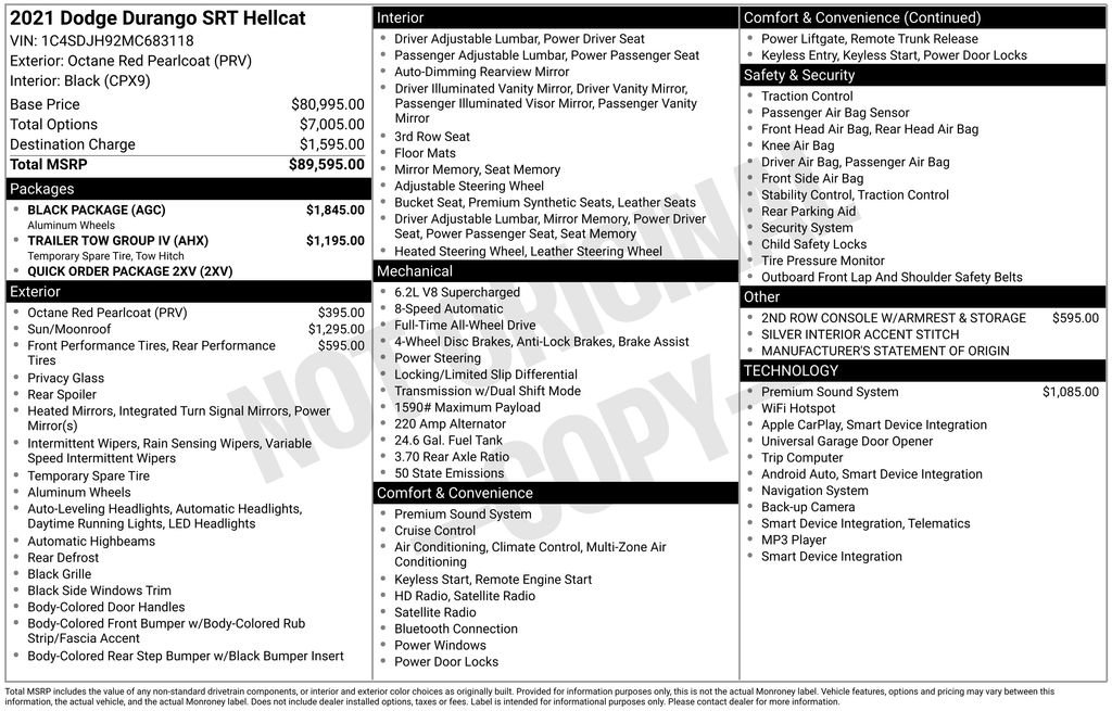 Used 2021 Dodge Durango SRT Hellcat w/ Black Package image 25