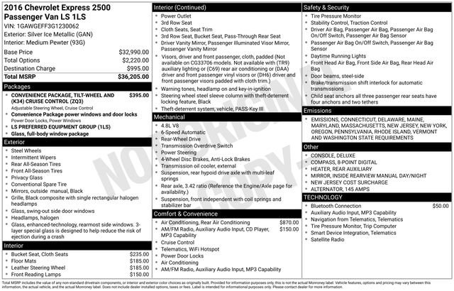 Certified 2016 Chevrolet Express 2500 LS image 33