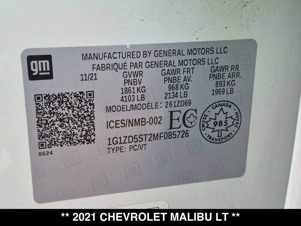 Used 2021 Chevrolet Malibu LT w/ Sport Edition FWD image 28