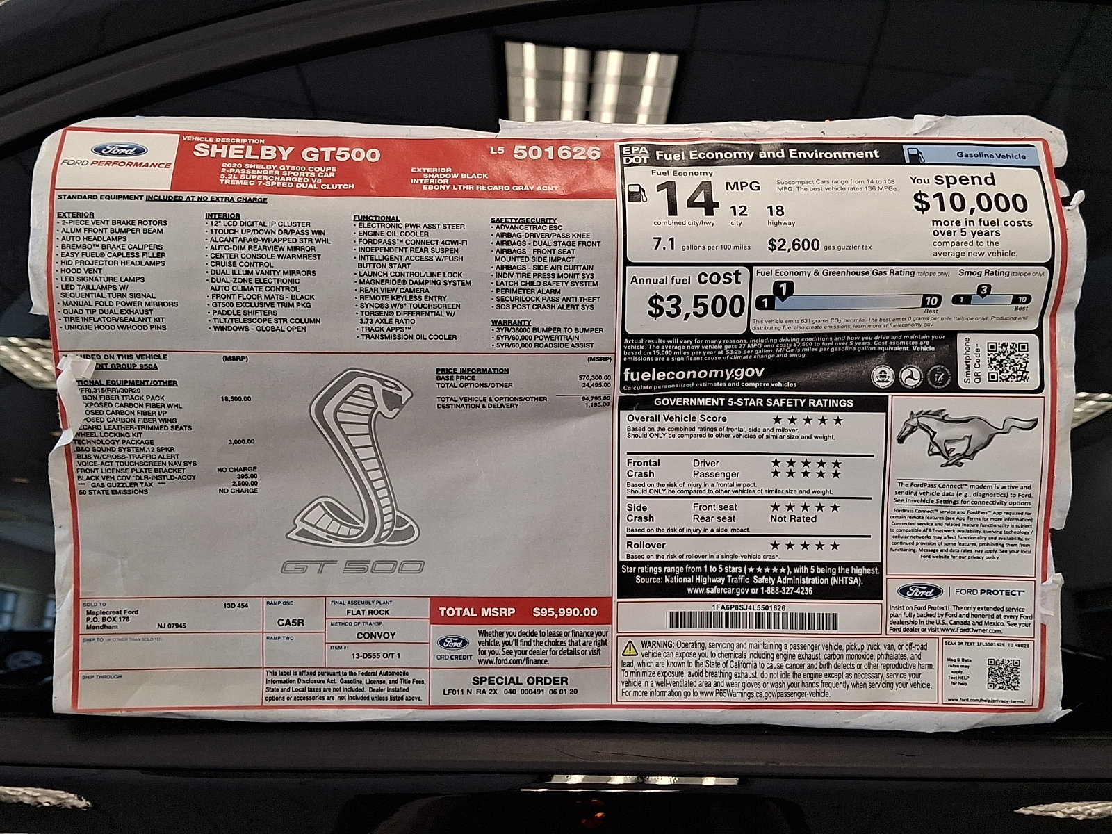 Certified 2020 Ford Mustang Shelby GT500 w/ Carbon Fiber Track Pack RWD image 28
