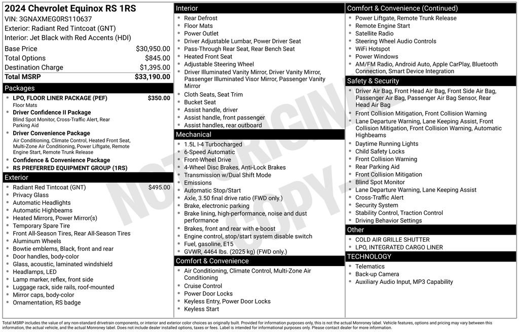 Certified 2024 Chevrolet Equinox RS w/ LPO, Floor Liner Package image 13