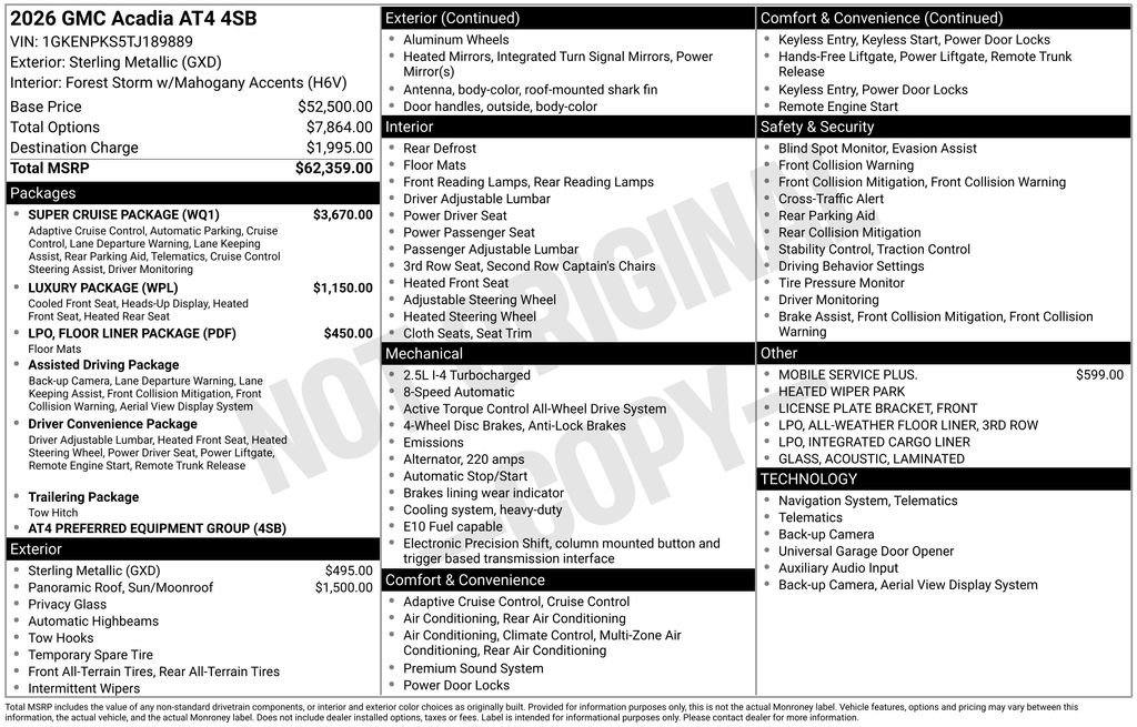 New 2026 GMC Acadia AT4 w/ Super Cruise Package AWD/4WD image 9