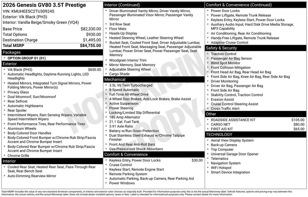 Used 2026 Genesis GV80 3.5T Prestige image 33