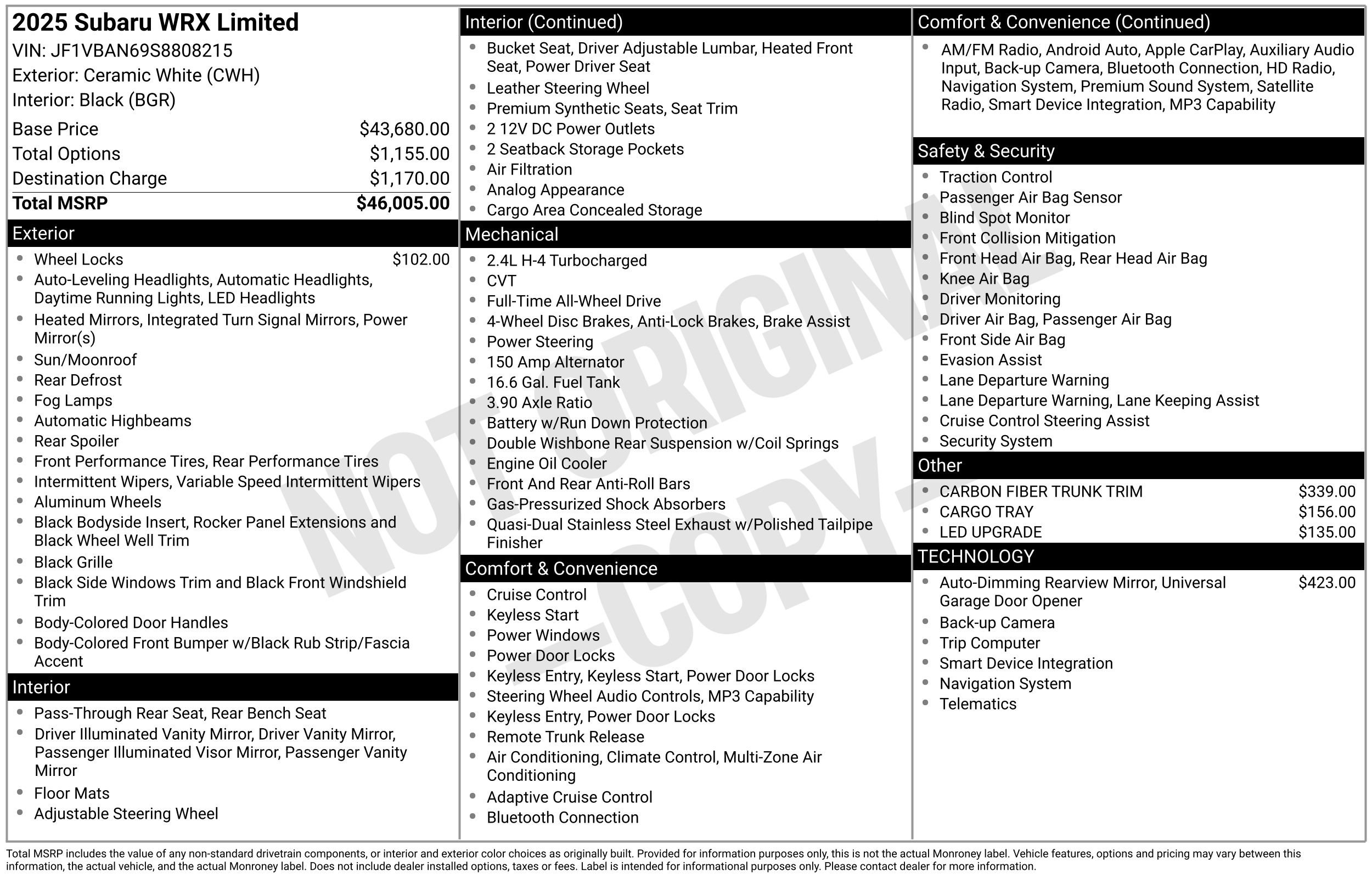 Used 2025 Subaru WRX Limited image 47