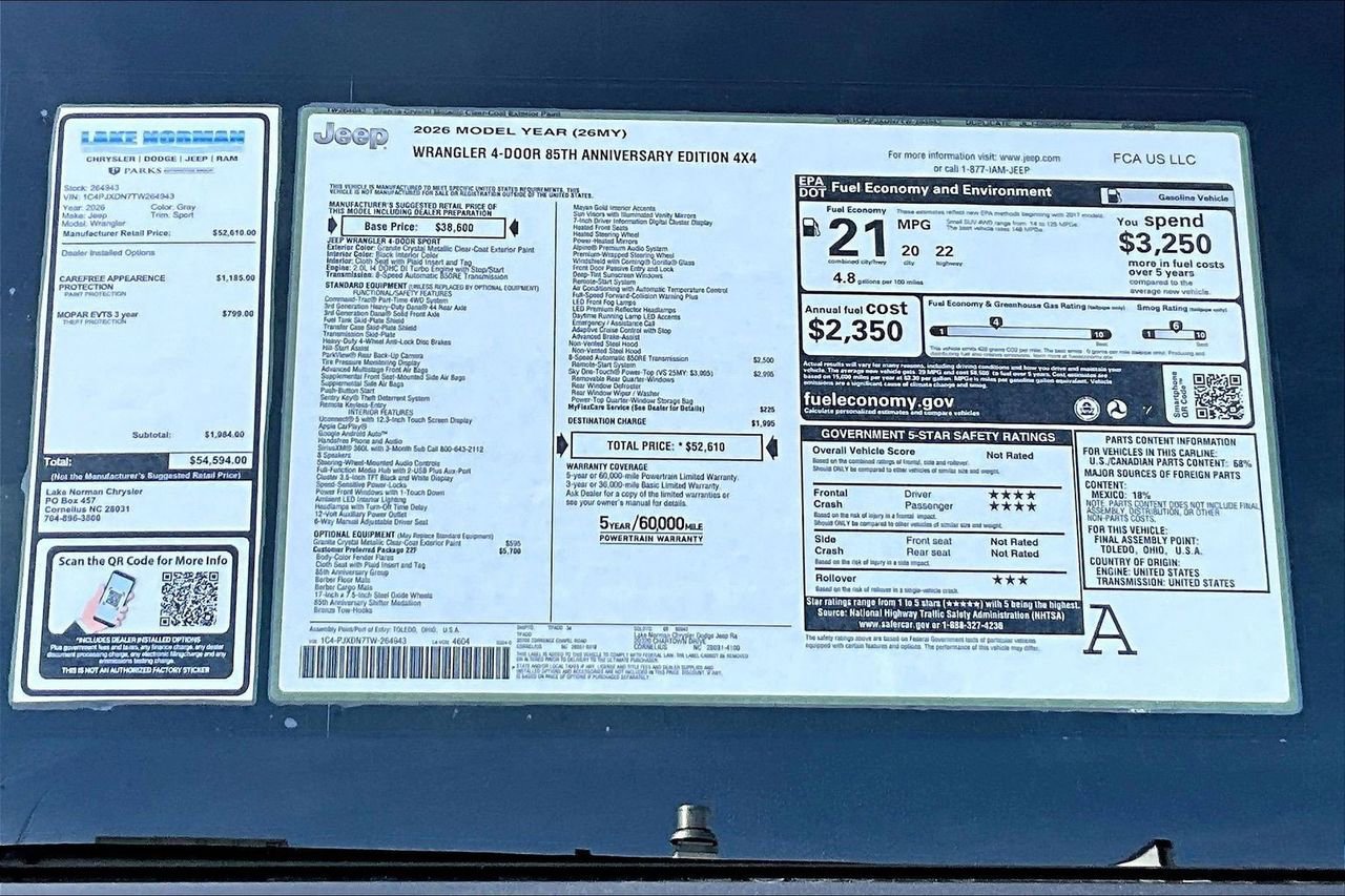 New 2026 Jeep Wrangler Sport AWD/4WD image 37