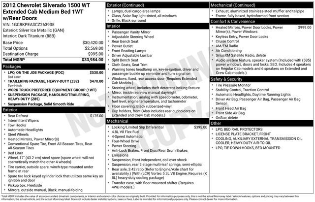 Used 2012 Chevrolet Silverado 1500 W/T w/ LPO, On The Job Package AWD/4WD image 20