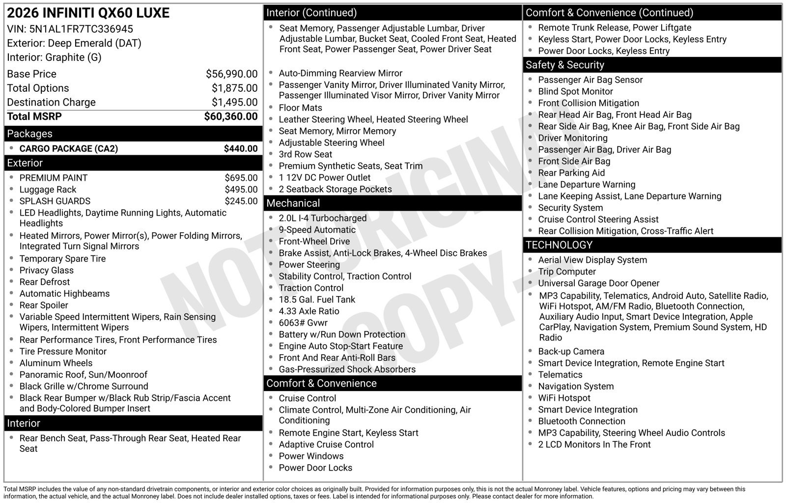 Certified 2026 INFINITI QX60 Luxe w/ Cargo Package FWD image 9