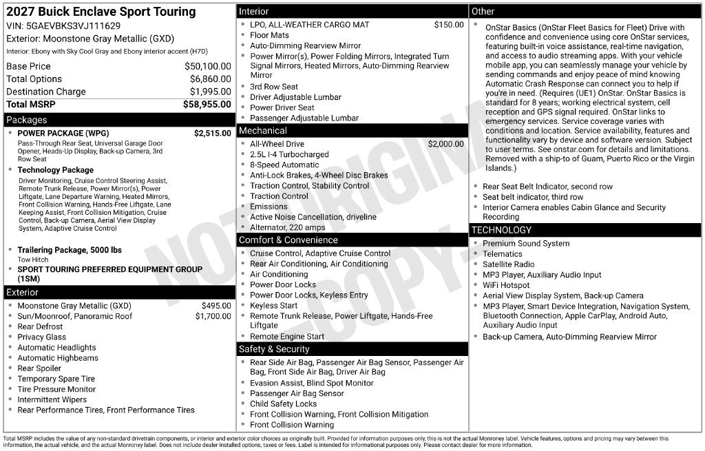 New 2027 Buick Enclave Sport Touring w/ Power Package AWD/4WD image 5