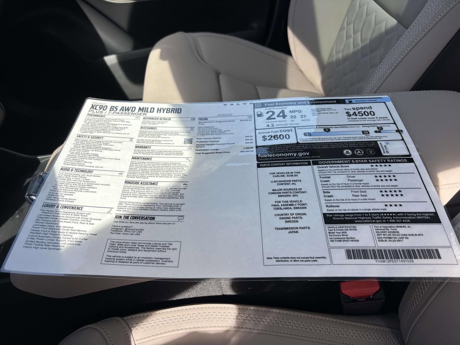 New 2026 Volvo XC90 B5 Plus w/ Protection Package Premier AWD/4WD image 33