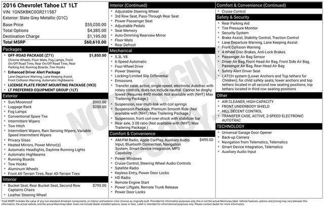 Used 2016 Chevrolet Tahoe LT w/ Off-Road Package image 39