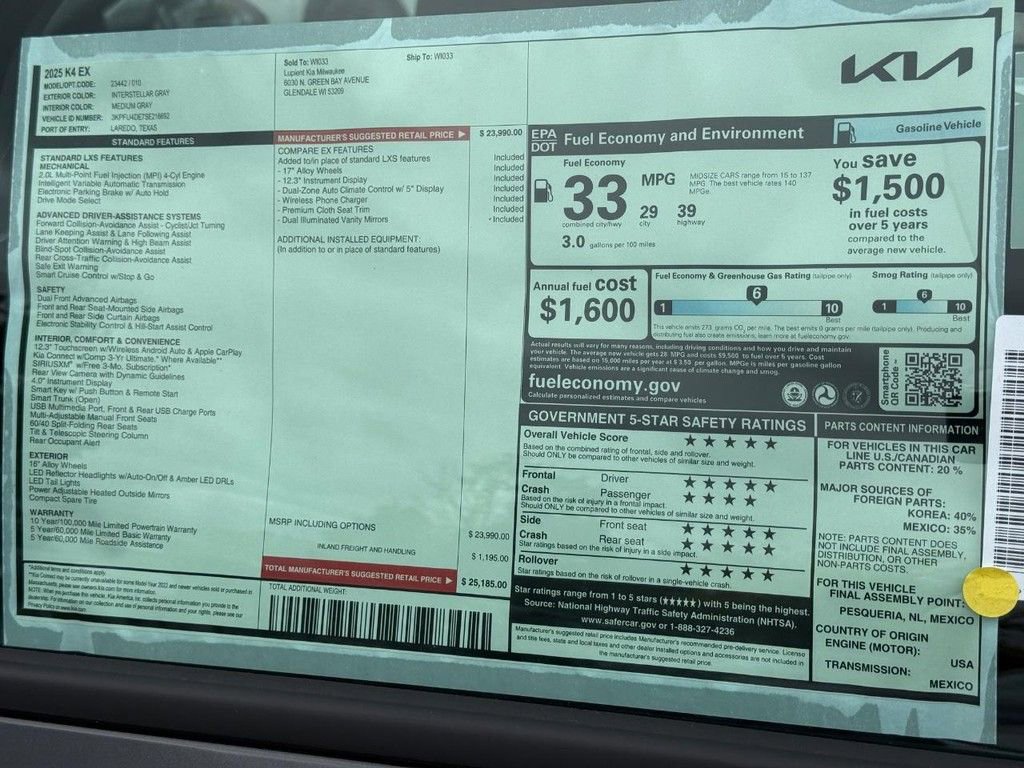 Used 2025 Kia K4 EX image 19