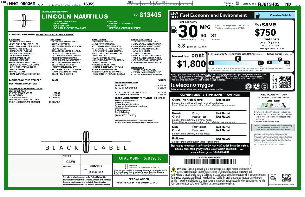 Certified 2024 Lincoln Nautilus Black Label AWD/4WD image 35