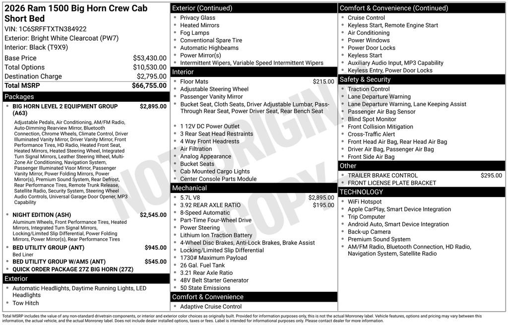 New 2026 RAM 1500 Big Horn AWD/4WD image 5