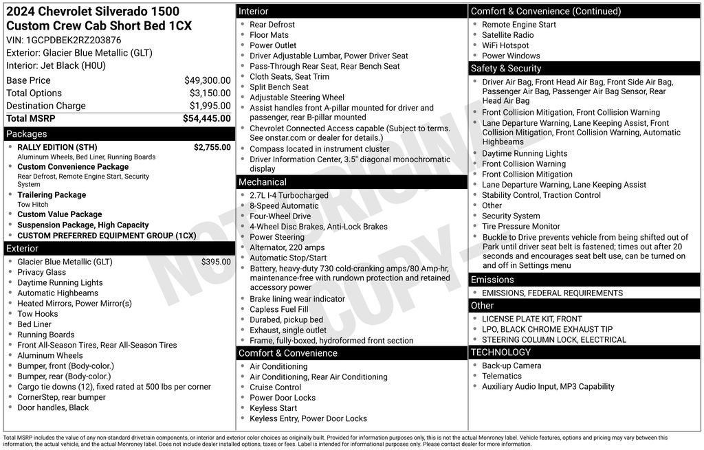 New 2024 Chevrolet Silverado 1500 Custom w/ Rally Edition image 49