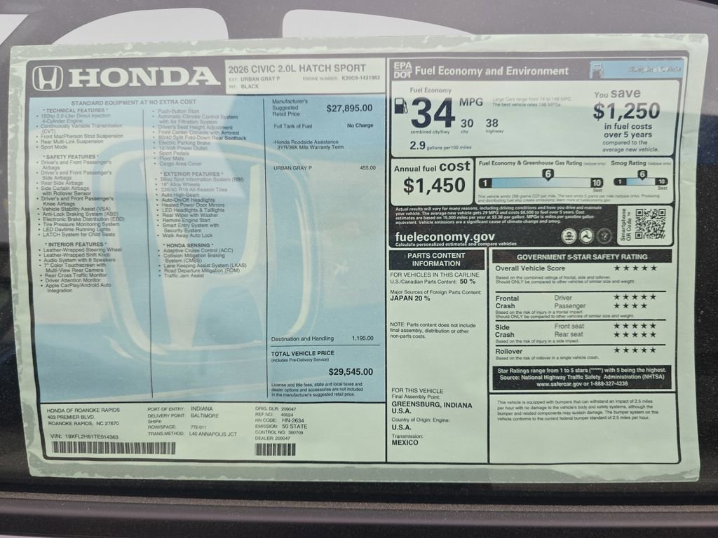 New 2026 Honda Civic Sport image 25