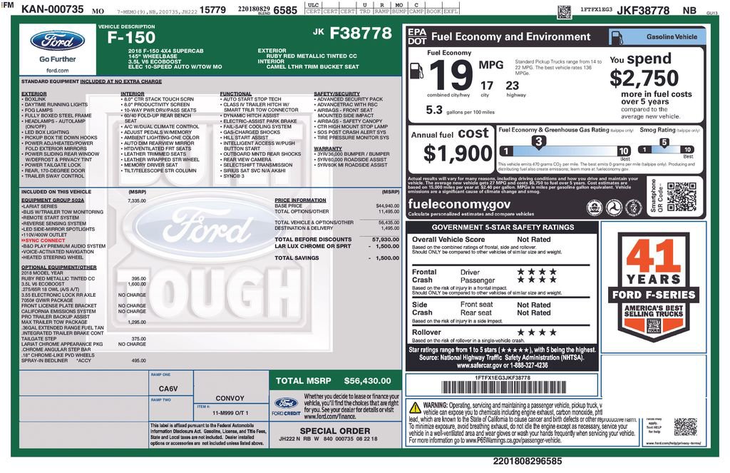 Certified 2018 Ford F150 Lariat w/ Equipment Group 502A Luxury image 30