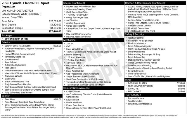 New 2026 Hyundai Elantra SEL Sport Premium FWD image 40