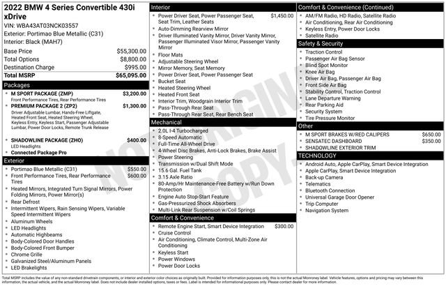 Used 2022 BMW 430i xDrive Convertible w/ M Sport Package image 36
