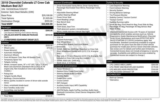 Used 2018 Chevrolet Colorado LT w/ Safety Package image 2