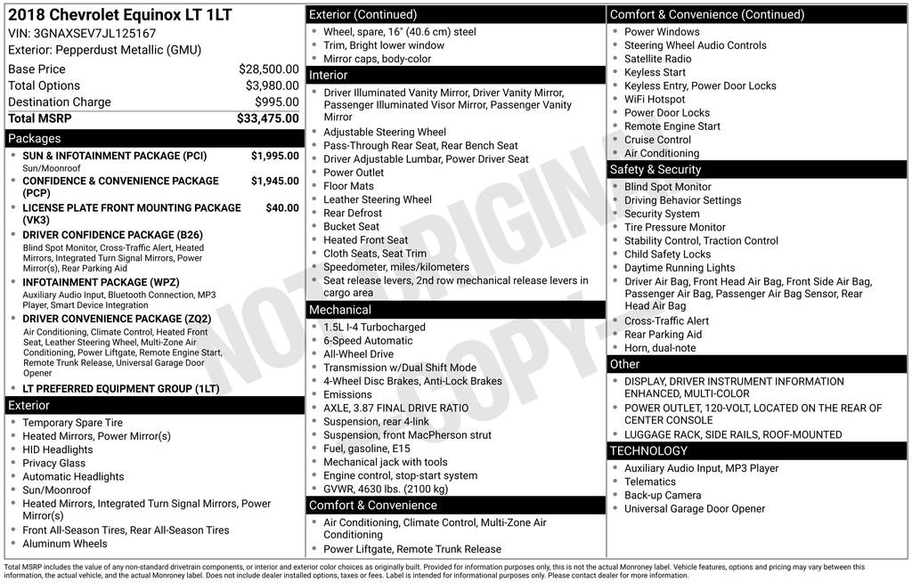 Used 2018 Chevrolet Equinox LT w/ Sun & Infotainment Package image 2