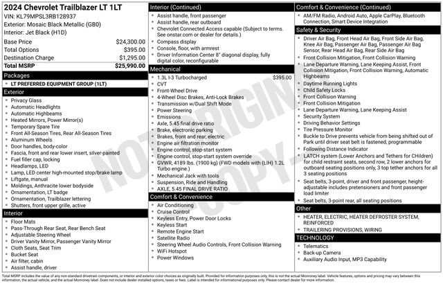 Used 2024 Chevrolet TrailBlazer LT FWD image 7