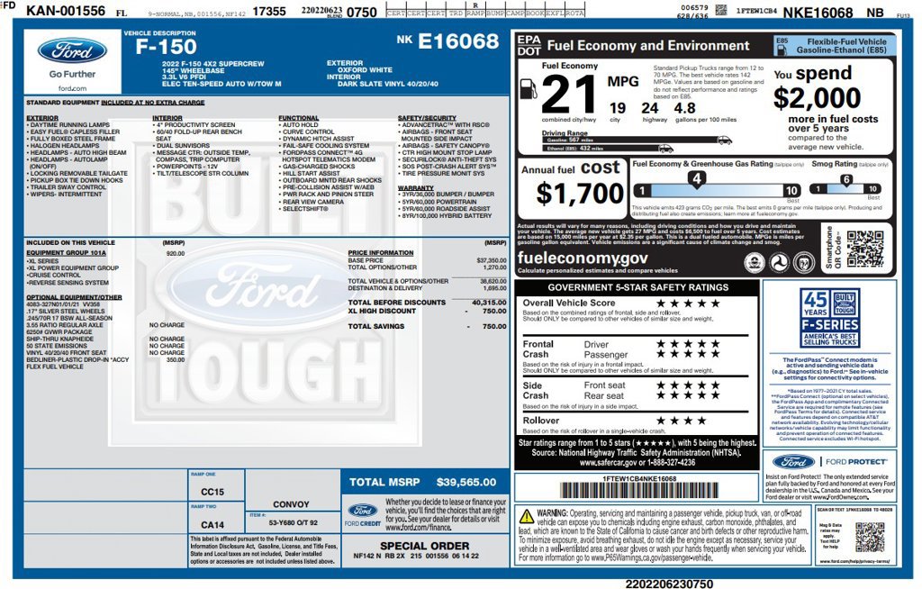 Used 2022 Ford F150 XL w/ Equipment Group 101A High RWD image 2
