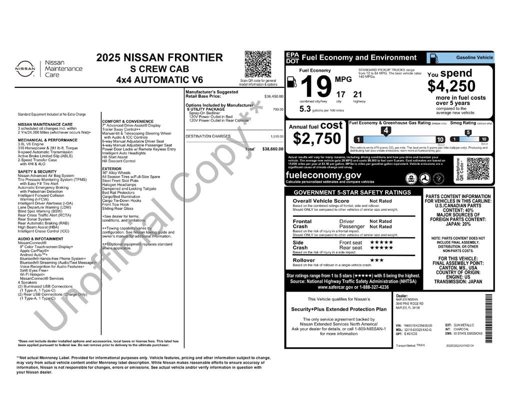 Used 2025 Nissan Frontier S w/ S Utility Package image 6