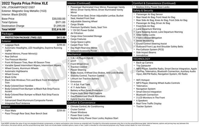 Used 2022 Toyota Prius Prime XLE w/ Protection Package (TMS) FWD image 8