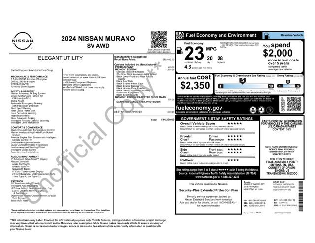 Used 2024 Nissan Murano SV w/ SV Midnight Edition Package AWD/4WD image 5