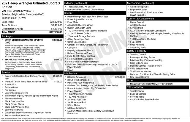 Used 2021 Jeep Wrangler Unlimited Sport image 34