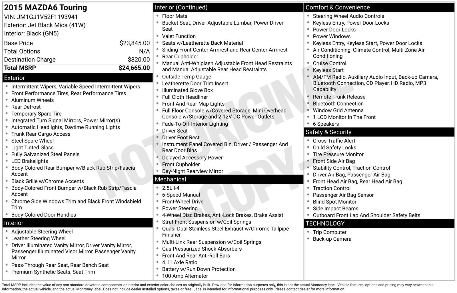 Used 2015 MAZDA MAZDA6 Touring image 14