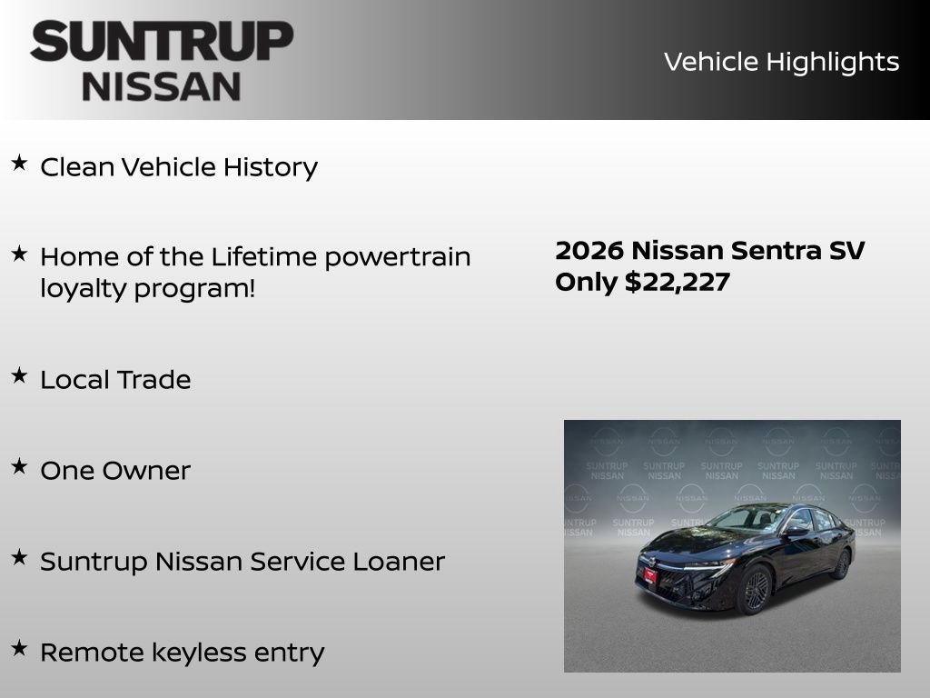 Certified 2026 Nissan Sentra SV w/ Floor Mat Package FWD image 8
