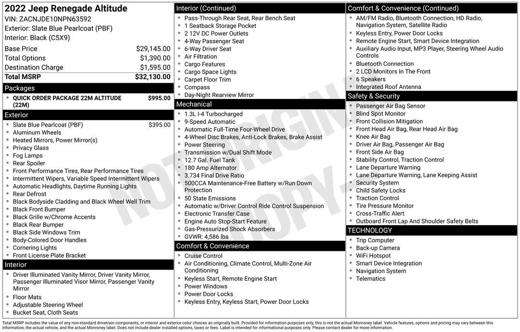 Used 2022 Jeep Renegade Altitude image 41