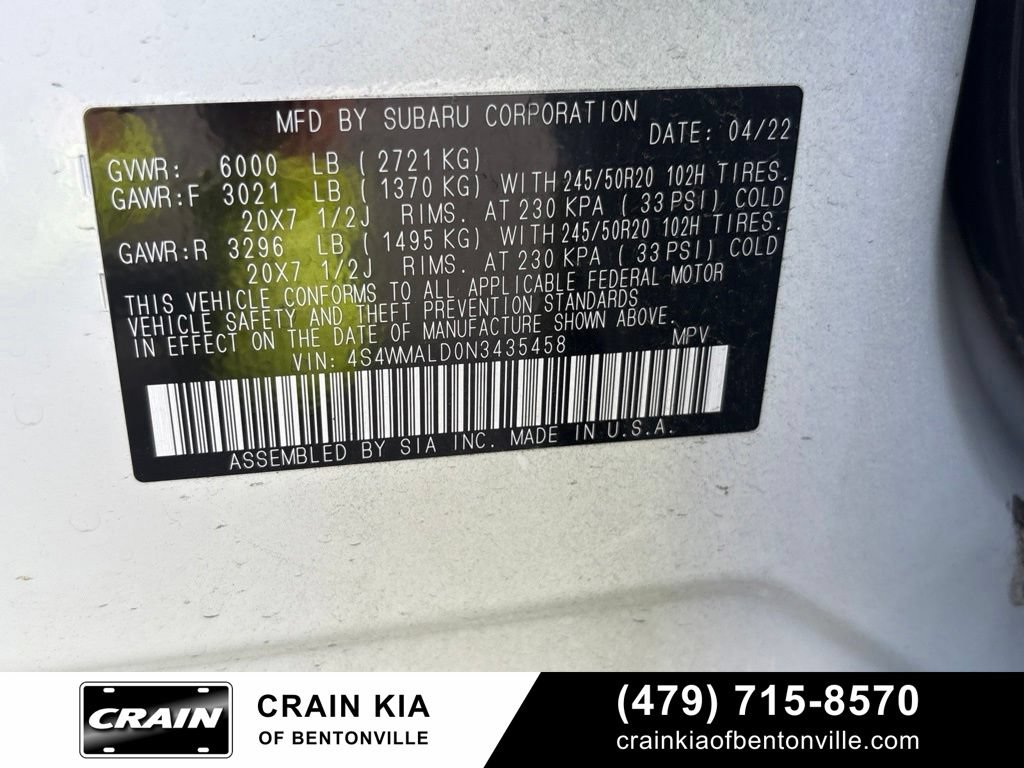 Used 2022 Subaru Ascent Limited w/ Technology Package AWD/4WD image 29