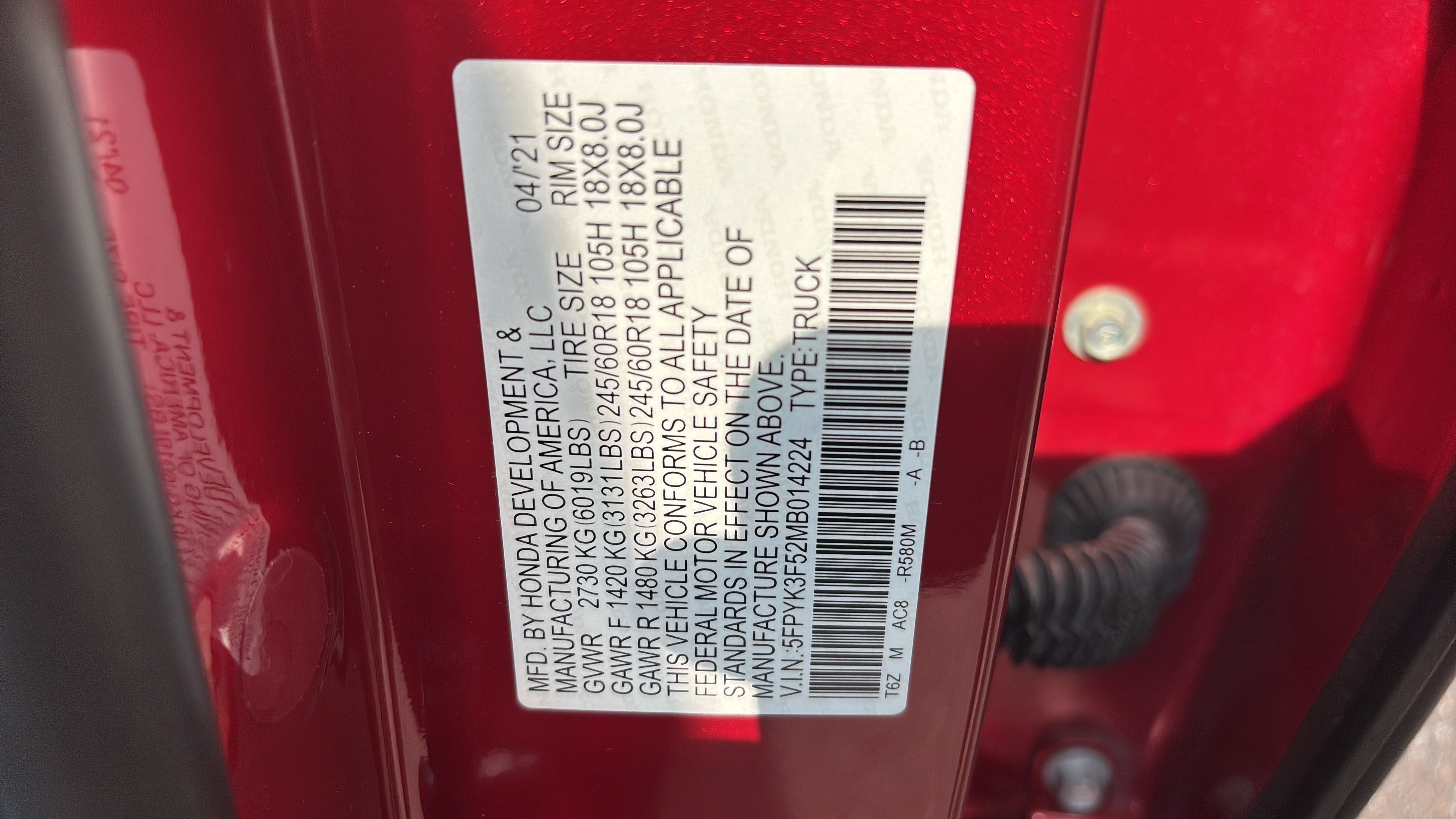 Certified 2021 Honda Ridgeline RTL image 17