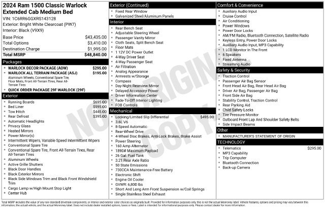 Used 2024 RAM 1500 Warlock w/ Warlock Decor Package RWD image 15