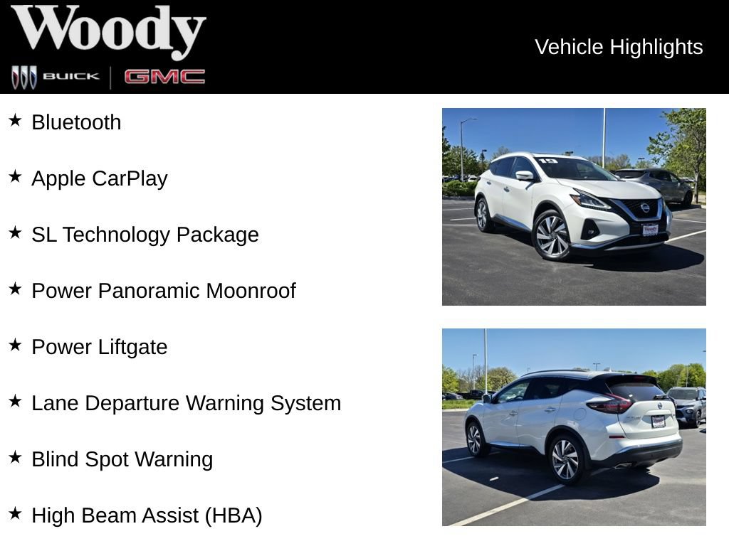 Used 2019 Nissan Murano SL w/ SL Technology Package AWD/4WD image 3