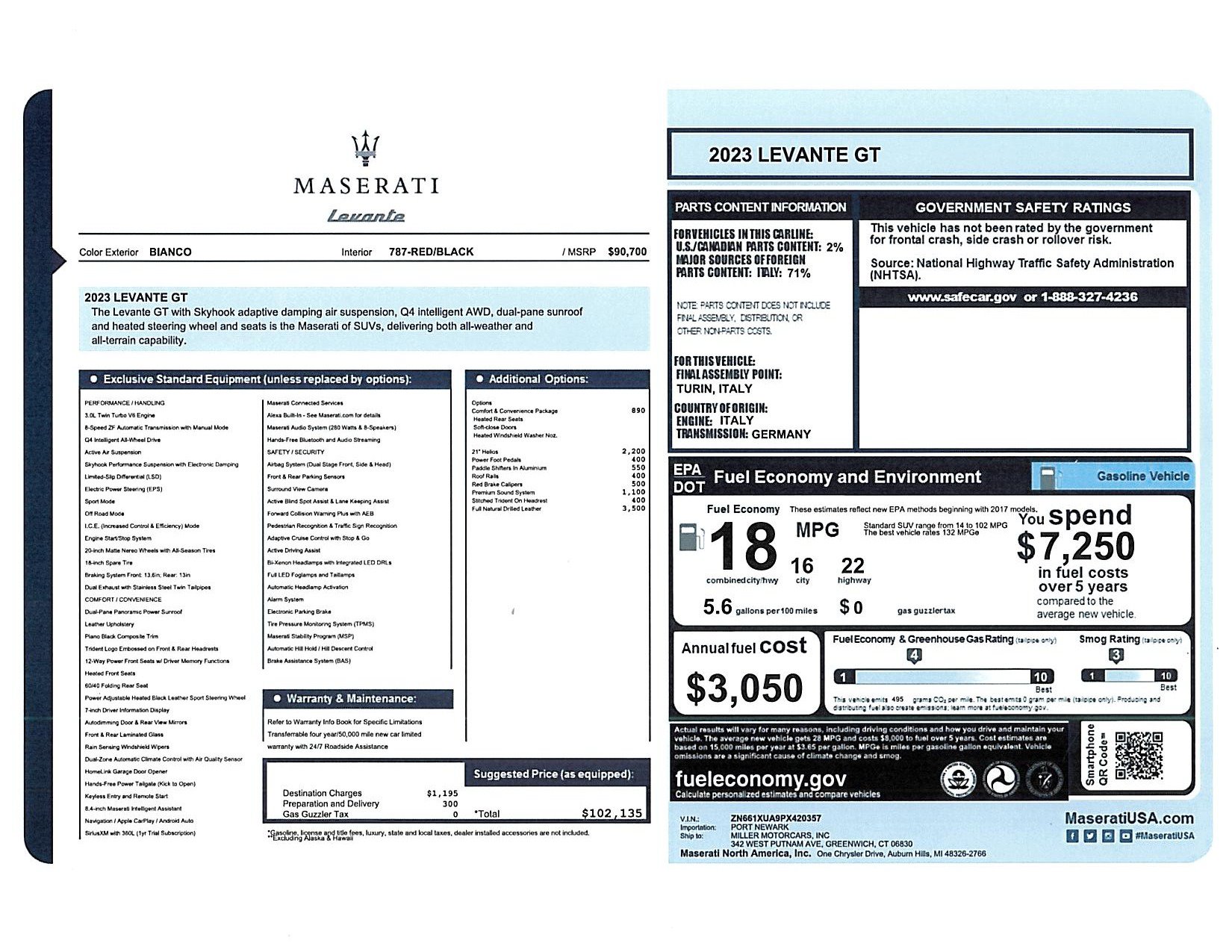 Certified 2023 Maserati Levante GT AWD/4WD image 25
