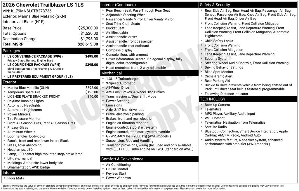 New 2026 Chevrolet TrailBlazer LS w/ LS Convenience Package AWD/4WD image 4