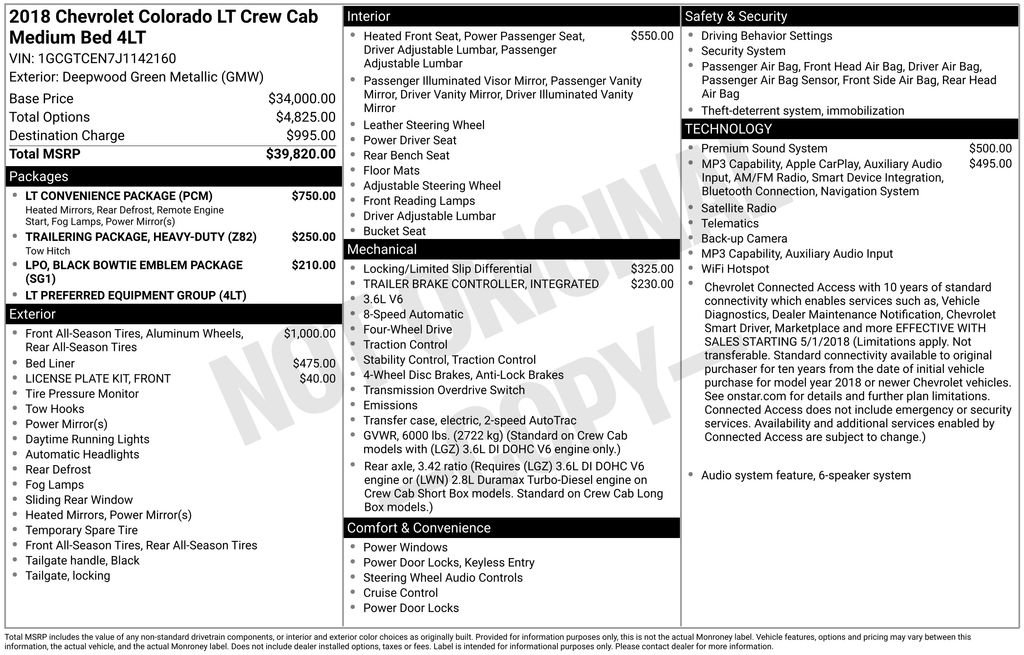 Used 2018 Chevrolet Colorado LT w/ LT Convenience Package AWD/4WD image 1