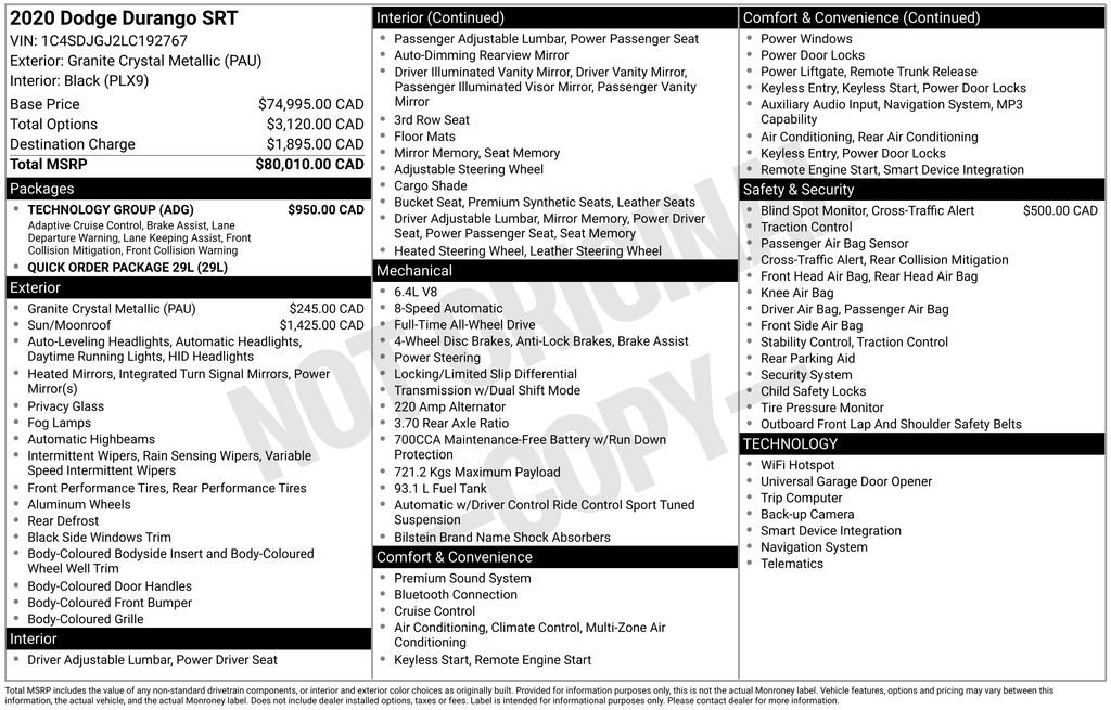 Used 2020 Dodge Durango SRT w/ Technology Group image 10