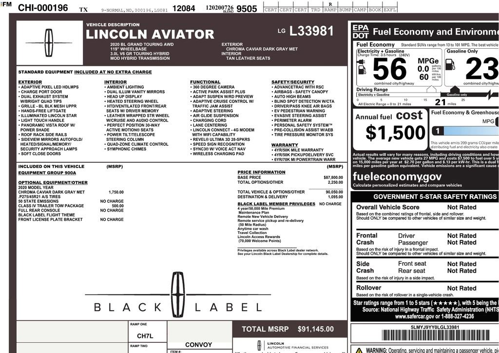Used 2020 Lincoln Aviator Black Label Grand Touring w/ Class IV Trailer Tow Package image 3