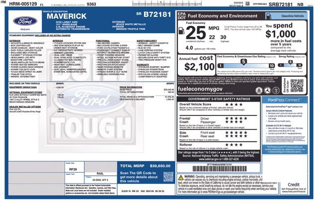 Used 2025 Ford Maverick Lariat w/ 4K Tow Package AWD/4WD image 48