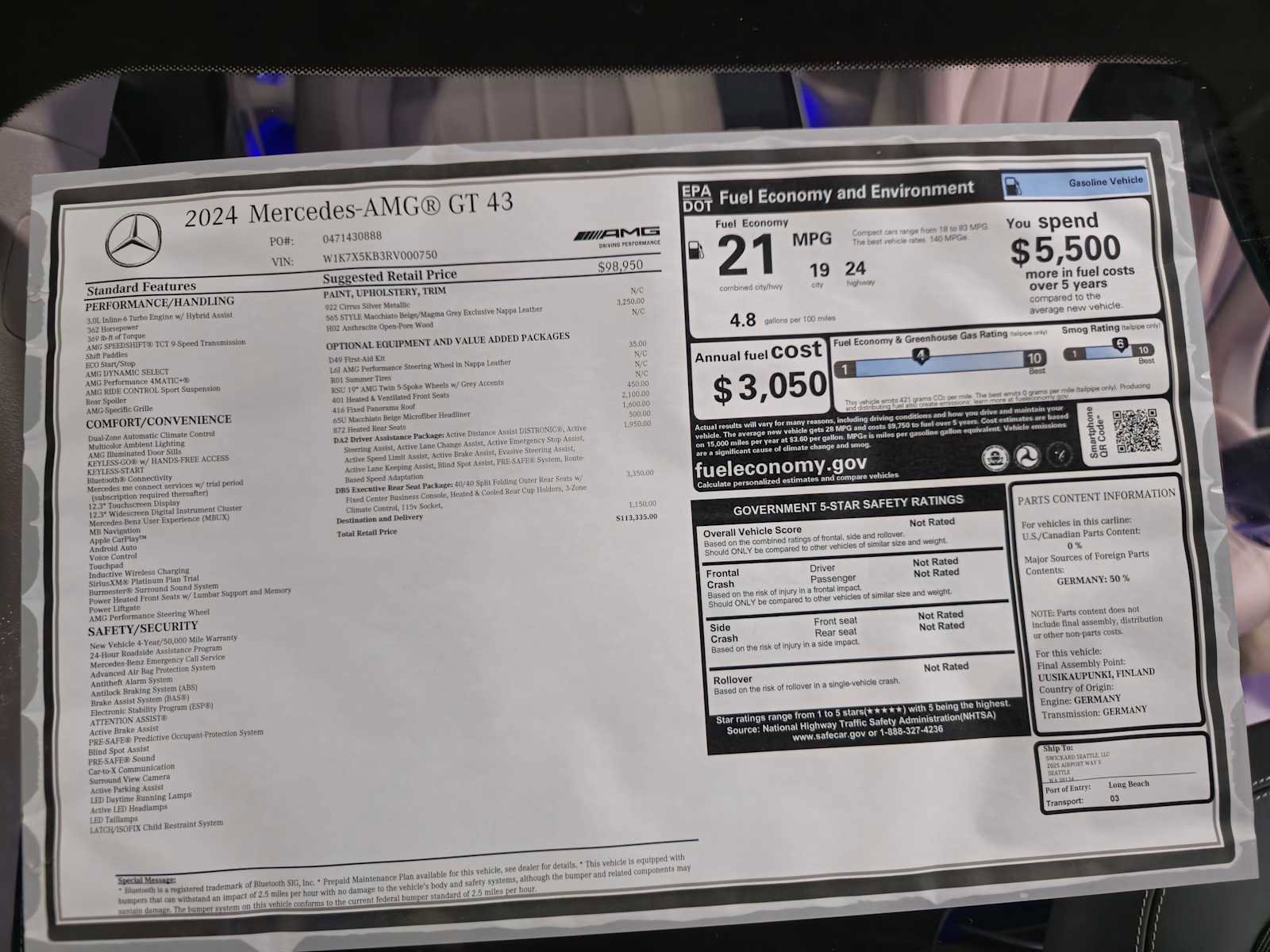 New 2024 Mercedes-Benz AMG GT 43 image 35