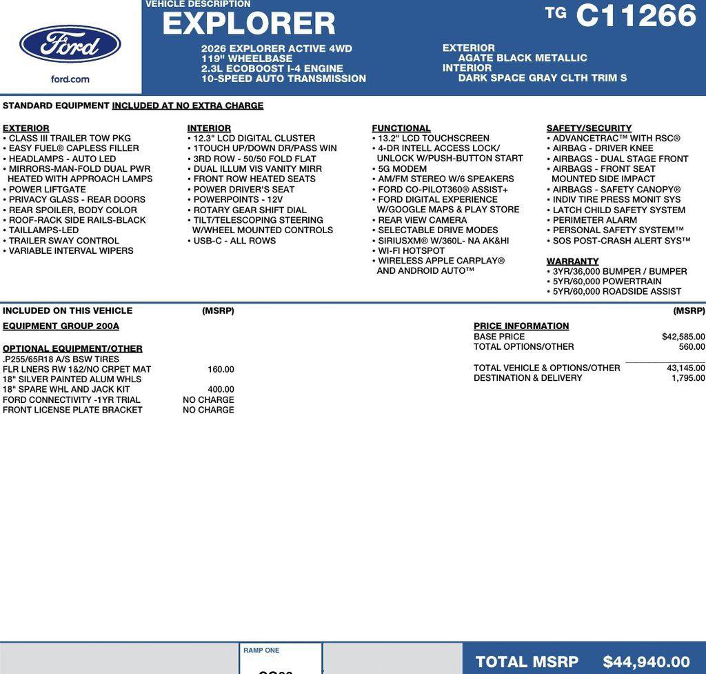 New 2026 Ford Explorer Active AWD/4WD image 2
