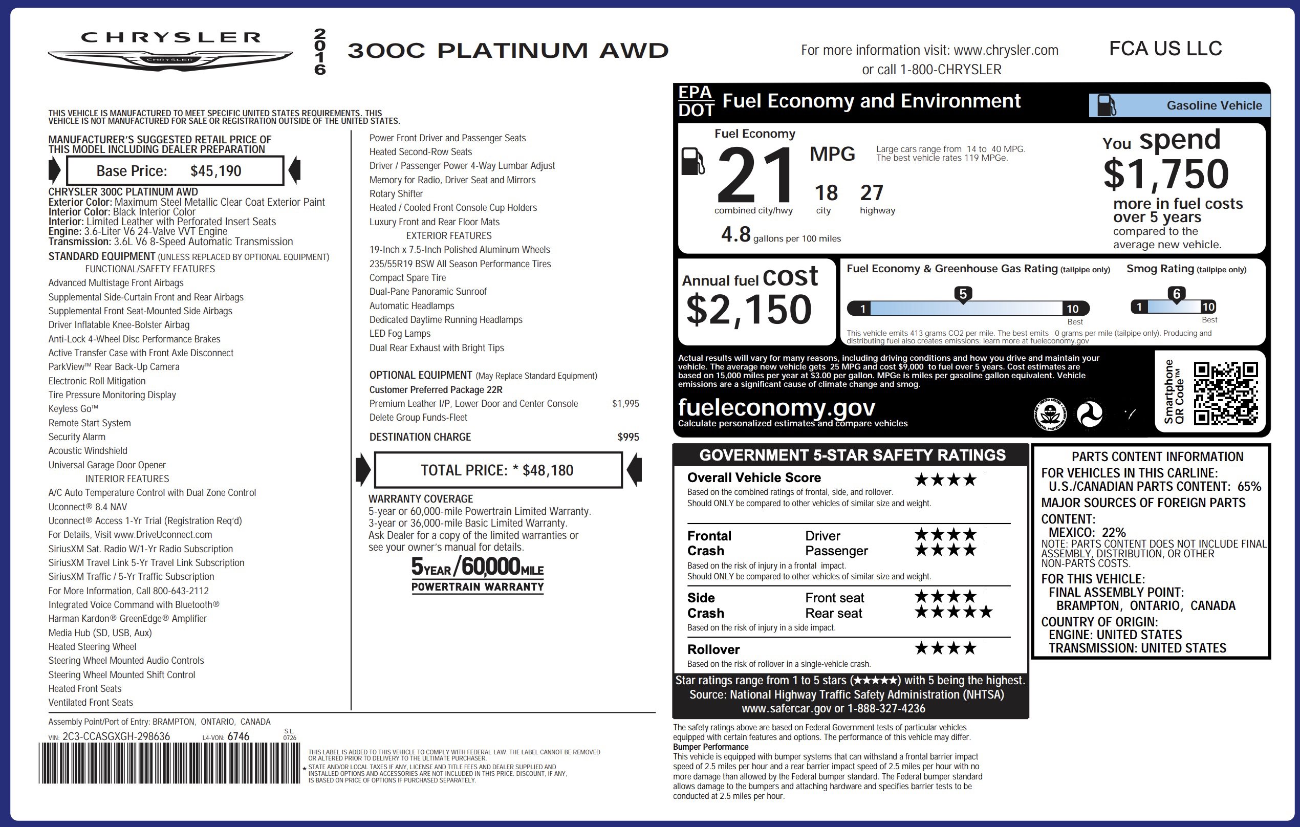 Used 2016 Chrysler 300 C Platinum image 7