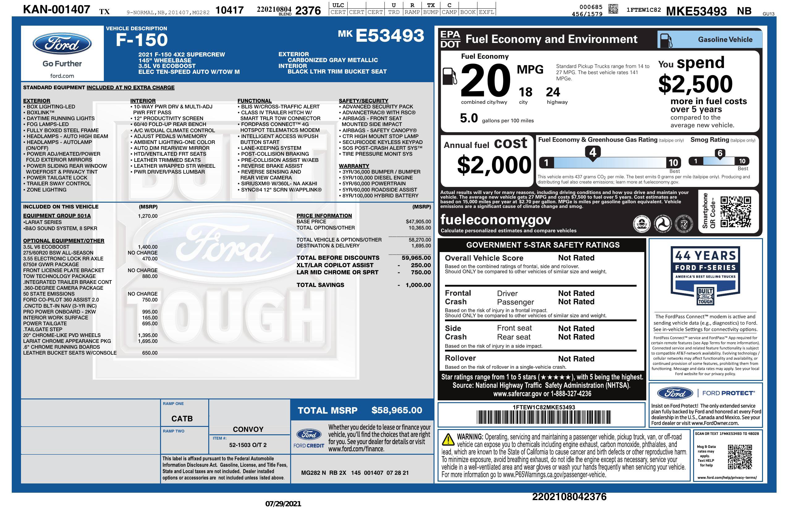 Used 2021 Ford F150 Lariat RWD image 3