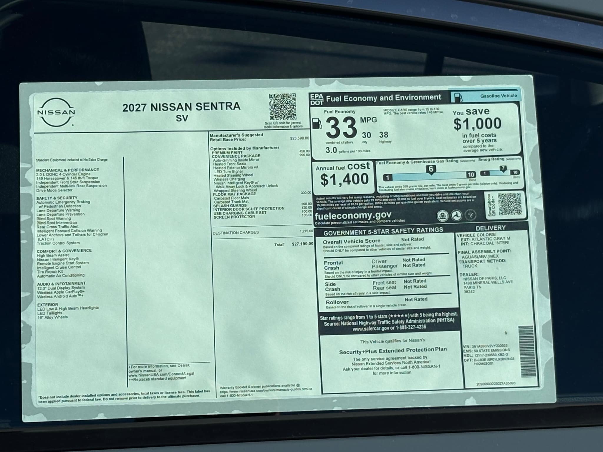 New 2027 Nissan Sentra SV w/ SV Convenience Package FWD image 30