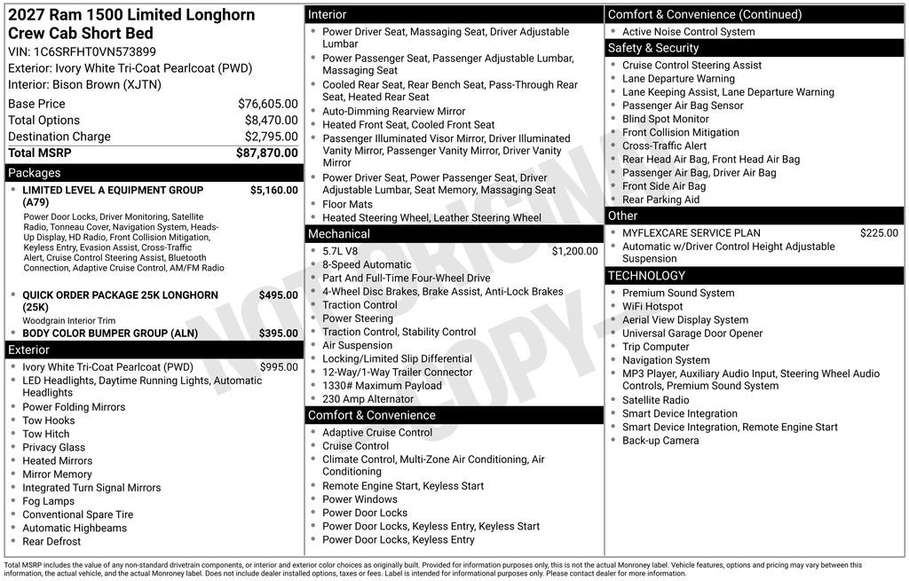 New 2027 RAM 1500 Laramie Longhorn AWD/4WD image 2