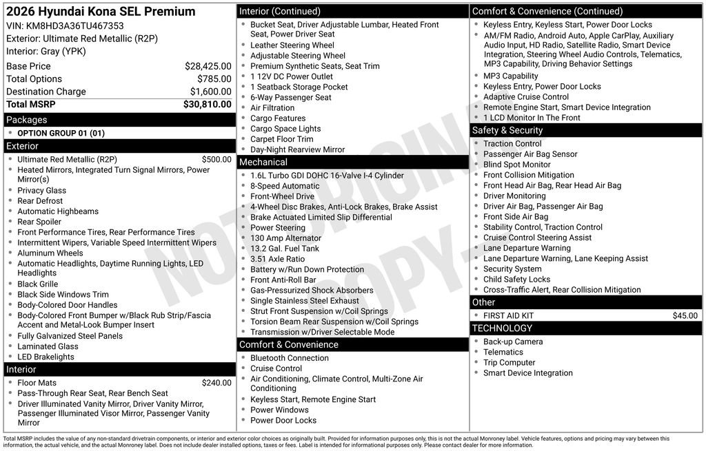 New 2026 Hyundai Kona SEL Premium FWD image 6